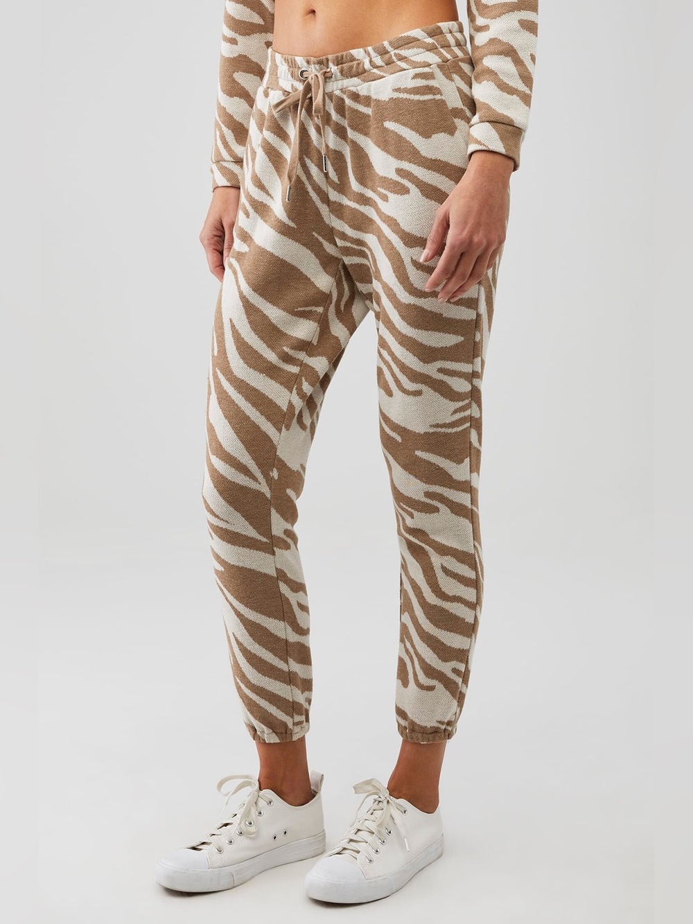 BB Dakota Eye of the Tiger 
Neutral Print Knit Jogger - Taupe & Cream